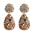 New Long Metal Hollowed-out Hanging Colorful Crystals Dangle Drop Earrings Fine Jewelry Accessories For Women