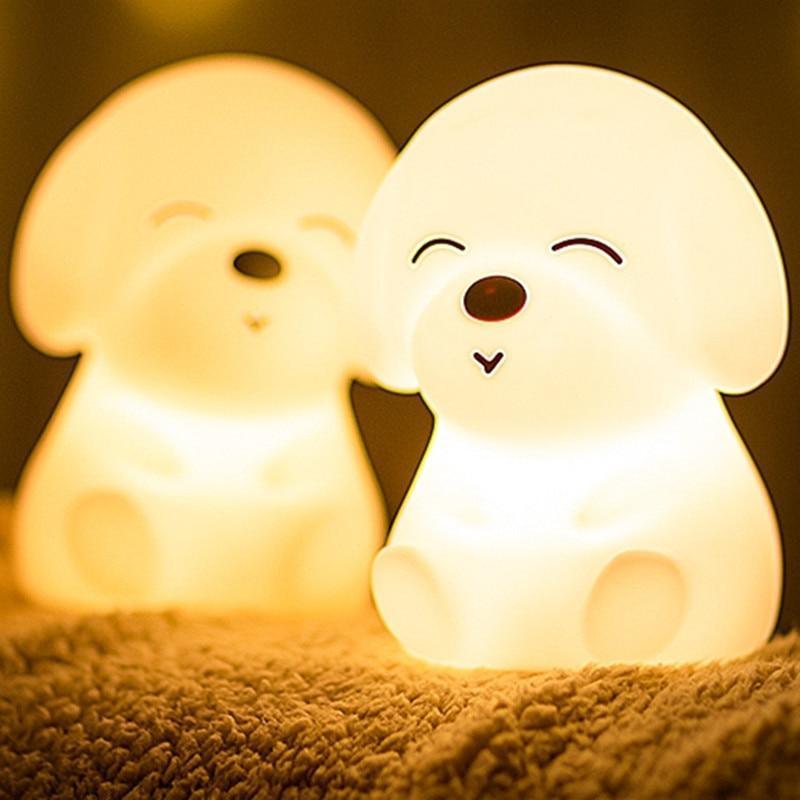 Dog LED Night Light Touch Sensor Remote Control Colors  USB Rechargeable Silicone Puppy Lamp For Children Kids Baby Perfect Gift