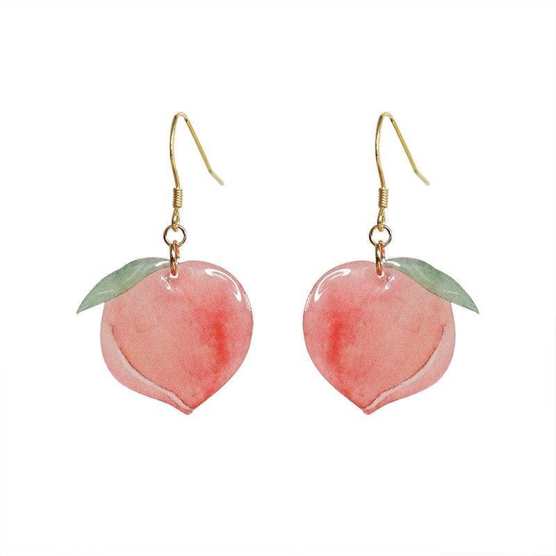 Modern New Arrival Korean Acrylic Trendy Elegant Pink Peach Drop Luxury Earrings For Women Cute Sweet Jewelry