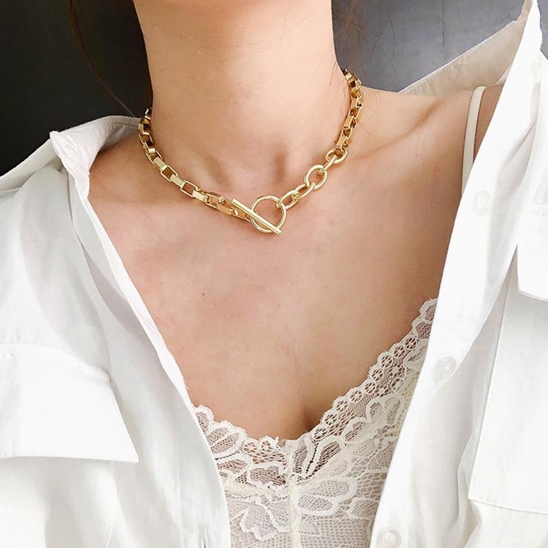 Chain Toggle Clasp Gold Necklaces Choker Jewelry Perfect Gift For Women Cool Vintage Style