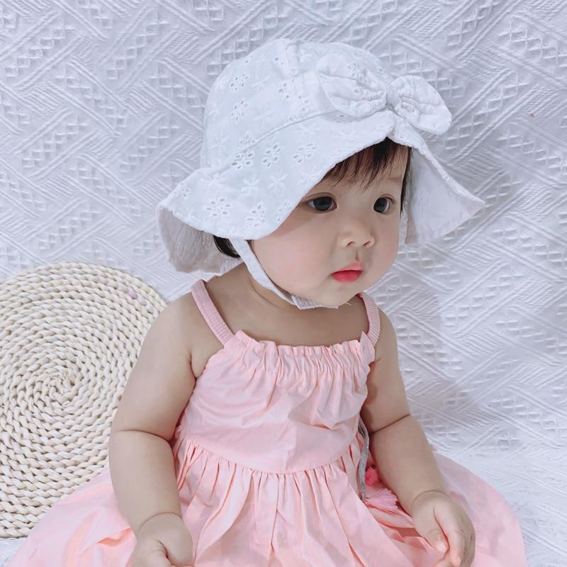 Modern Baby Girls Sun Hat Cotton Baby Hat Kids Child Cap Bowknot Flower Print Bucket Hat Double Sided