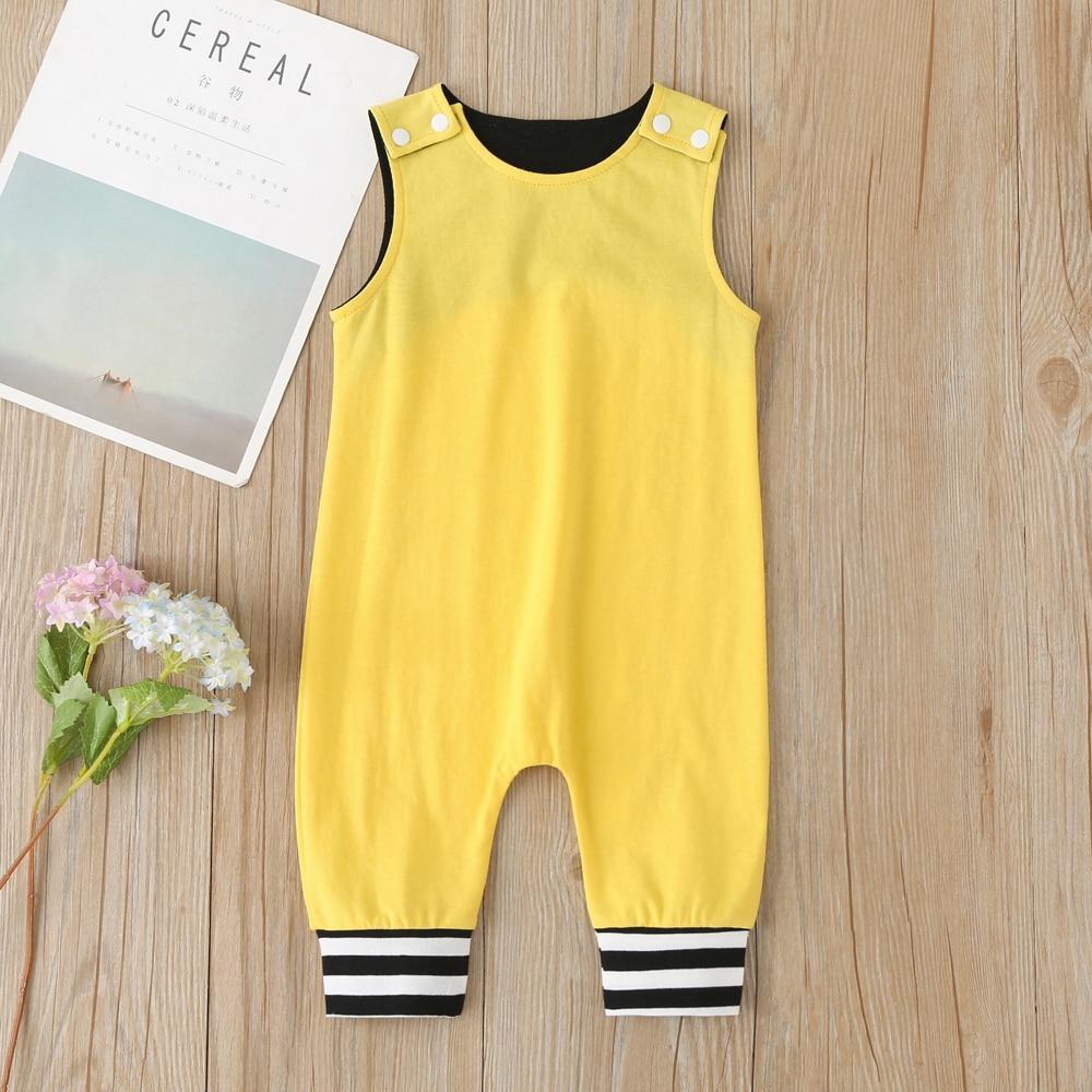 New Baby Boys Girls Outfits Clothes Newborn Baby Kids Rompers Toddler Solid Striped Sleeveless Cotton Jumpsuit Playsuit For Kids