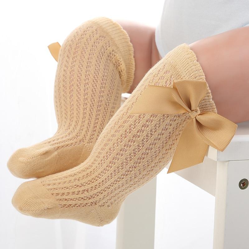 Princess Cute Baby Knee High Stylish Cotton Bow Soft Comfortable Socks Flexible Breathable Sock For Baby Girls