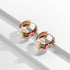 New Fashion Enamel Flower Hoop Earrings for Women Circle Small Earrings Jewelry