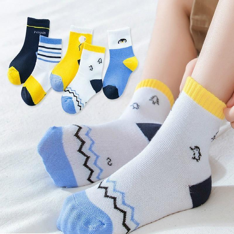 5 Pairs Baby Boys Winter Socks Cartoon Bear Kids Spring Autumn Cotton Breathable For Kids