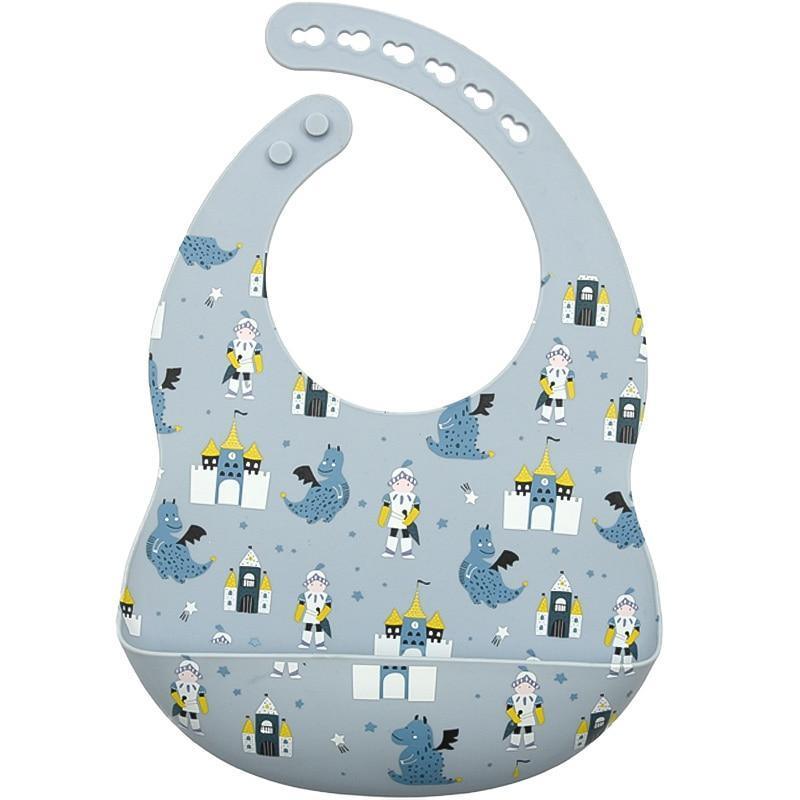 Cartoon Printed Adjustable Waterproof Silicone Feeding Bib Burp Cloth for  Baby