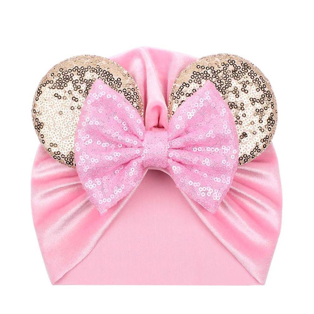 Modern Shiny Cute Dot  Big Bow Baby Cap Hat For Girls Kids Flannel Beanie Autumn Winter Warm Girls Turbans