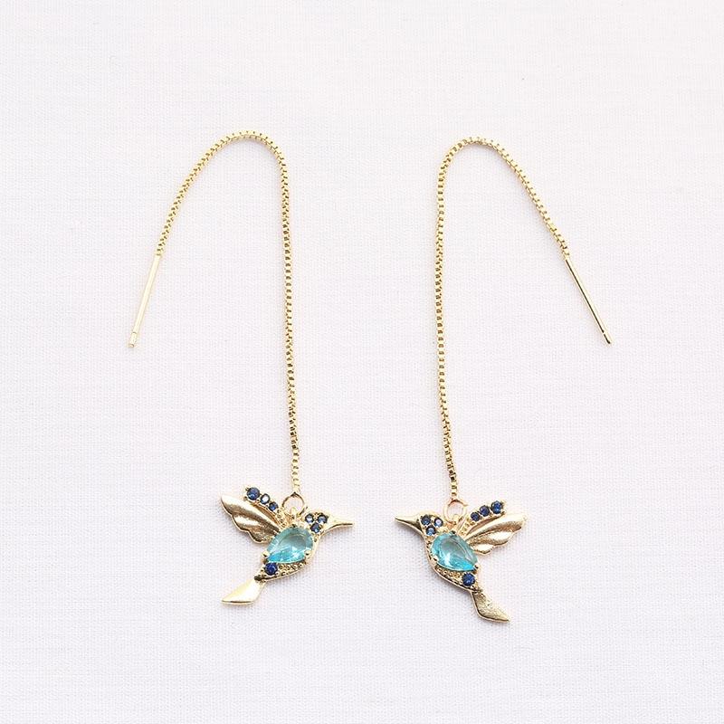 Long Drop Bird Pendant Tassel Crystal Earrings For Woman And Ladies In Jewelry Design.