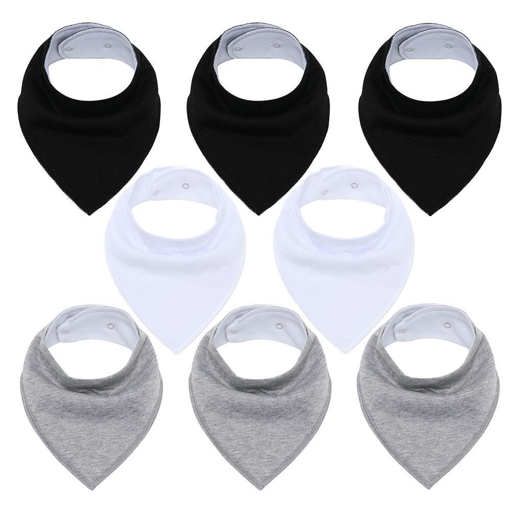 8PCS/SET Comfortable Colorful 100% Organic Cotton Adjustable Snaps Bandana Saliva Bibs For Baby Boys & Girls Kids