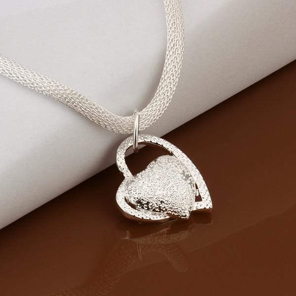 Luxury Shiny Silver Gorgeous Charm Fashion Heart Wedding Love Necklace Silver Jewelry