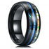 Men New Elegant Black Stainless Steal 8MM Inlaid Shells BlueRings Men's Wedding Jewelry Gift