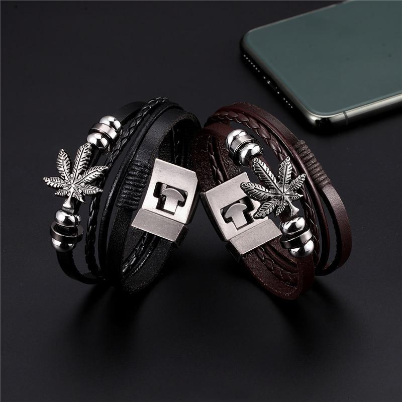 Elegant Fashion Bracelet Genuine Leather Amazing Multi-Layer Anchor Luxury Bracelet For Men Vintage Punk Rock For Women Alloy Beads Nautical Jewelry