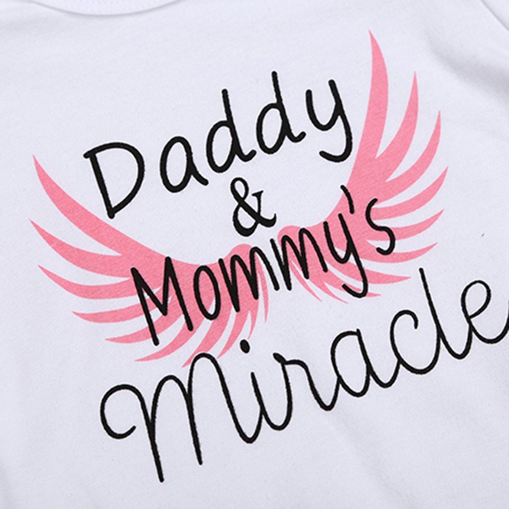 Newborn Kids Baby Girls Boys Clothes Father's Day Letter Print Romper Bodysuit For Baby For Girls And Boys Dadies & Momies Miracle Print