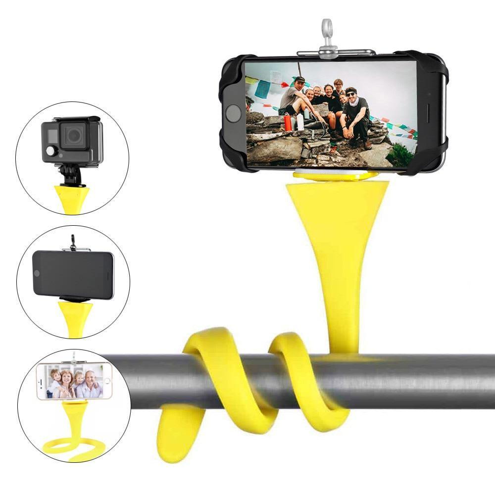 Flexible Yellow Universal Selfie Stick Monopod High Quality Phone Holder For Camera