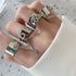 Punk Cool Hip Hop Multi-layer Adjustable Chain Four Fingers Open Alloy Women Rotate Rings for Women Jewelry Party Gift