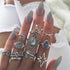 Trend Boho Vintage Gold Star Moon Rings Set For Women In Opal Crystal Ring Design Female Bohemian Jewelry  Style