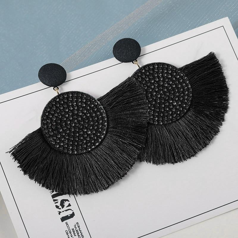 Tassel Modern Epic Retro  Bohemian Tassel Earrings for Women In  Cotton Silk Fabric Long Fringe Drop Dangle Earrings Design