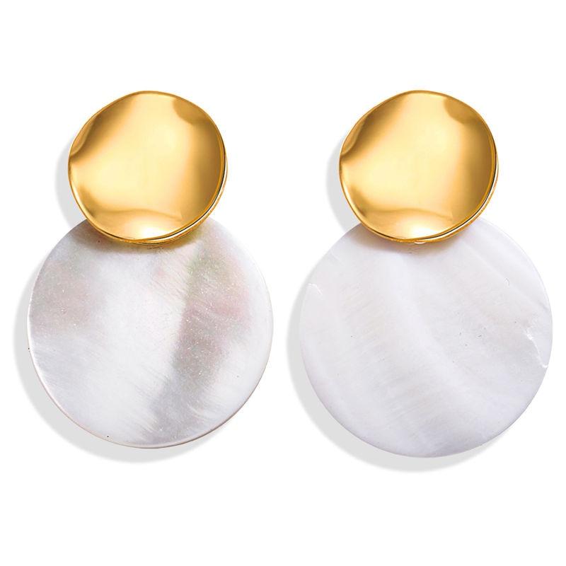 New Luxury Elegant Geometric Shell Dangle Earrings For Women In Round Small Drop Design