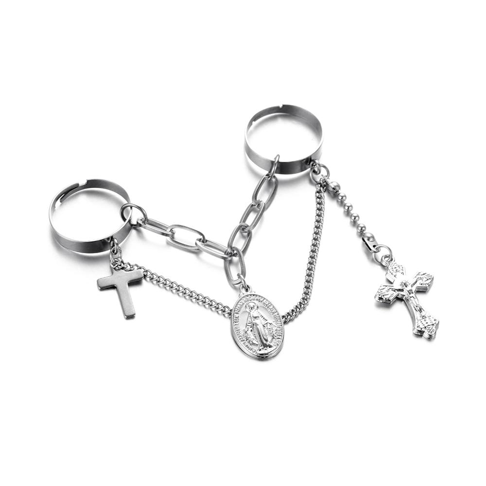 Punk Cool Hip Hop Multi-layer Adjustable Chain Four Open Finger Rings For  Women and Man in Rotate Rings Luxury Style