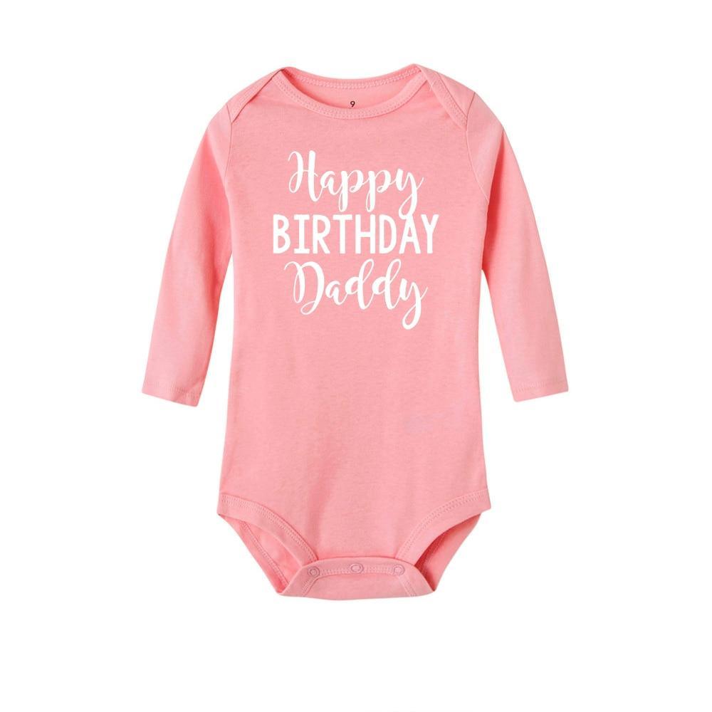 Happy Birthday Daddy Newborn Kids Baby Boys Girls Infant Long Sleeve Jumpsuit ROmper In Modern Designs With Party  Print