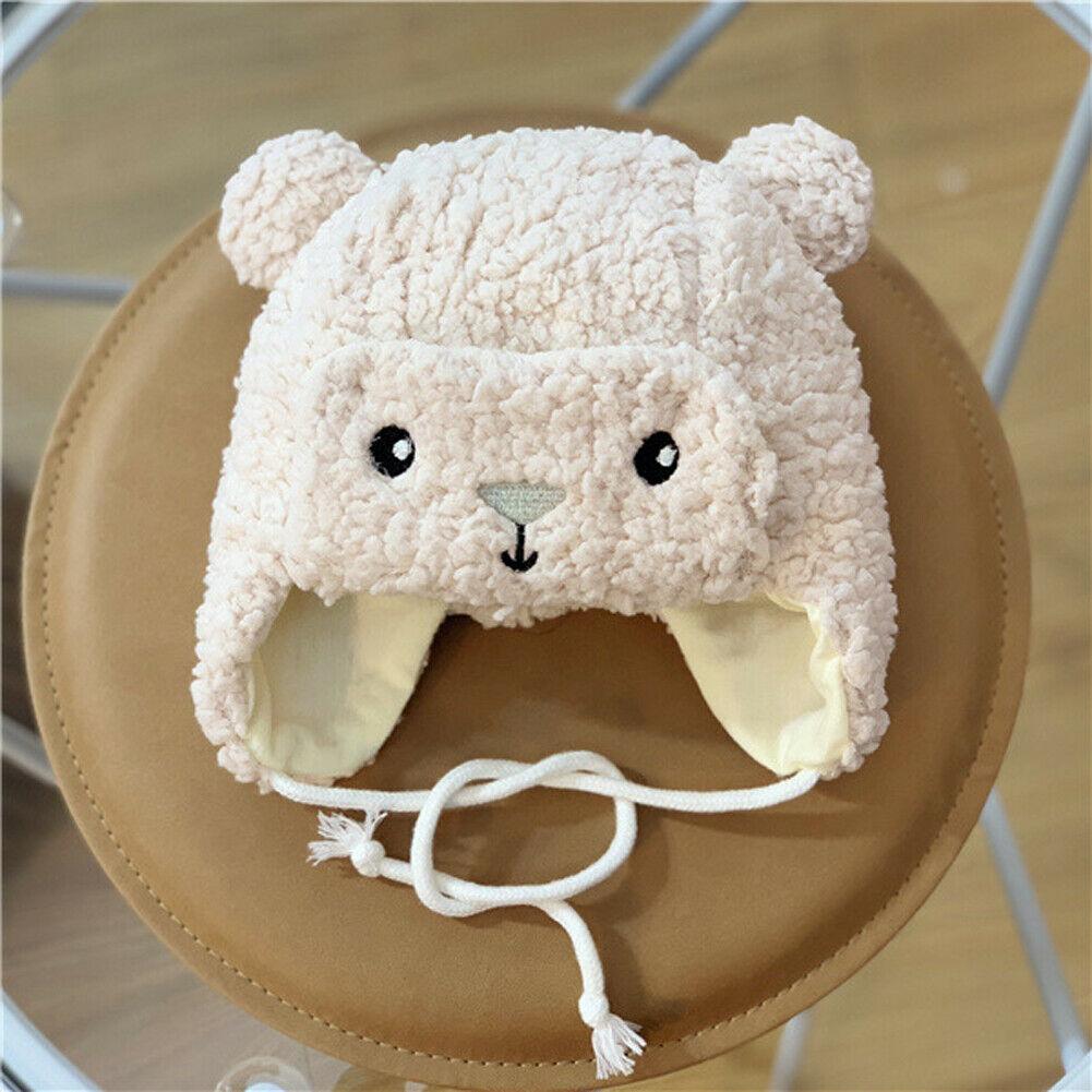 Modern Elegant Baby Boy Girl Warm Earmuffs Hat Wool Winter Ski Cap Winter Plush Cartoon Hat For Boys and Girls Kids