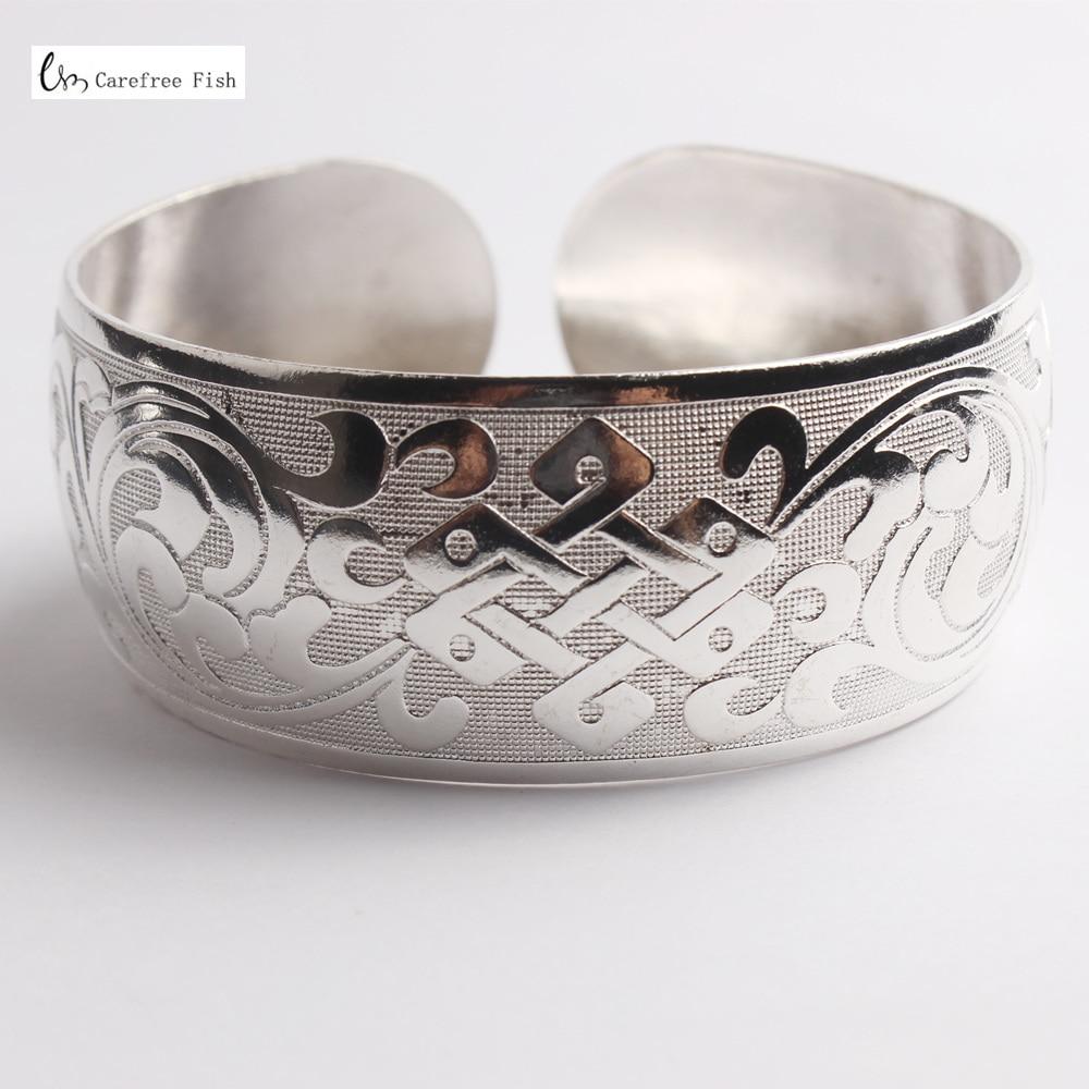 Big Elegant Luxury Amazing Classic Fashion Flower Metal Tibetan Indian Silver Vintage Retro Fashion Cuff Bracelet Bangle For Woman With Details of Animals