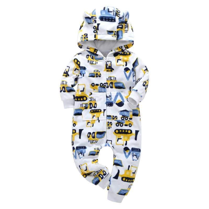 Modern High Quality Newborn Infant Baby Clothes Fleece Jumpsuit Boys Romper Hooded Jumpsuit Bear For Kids