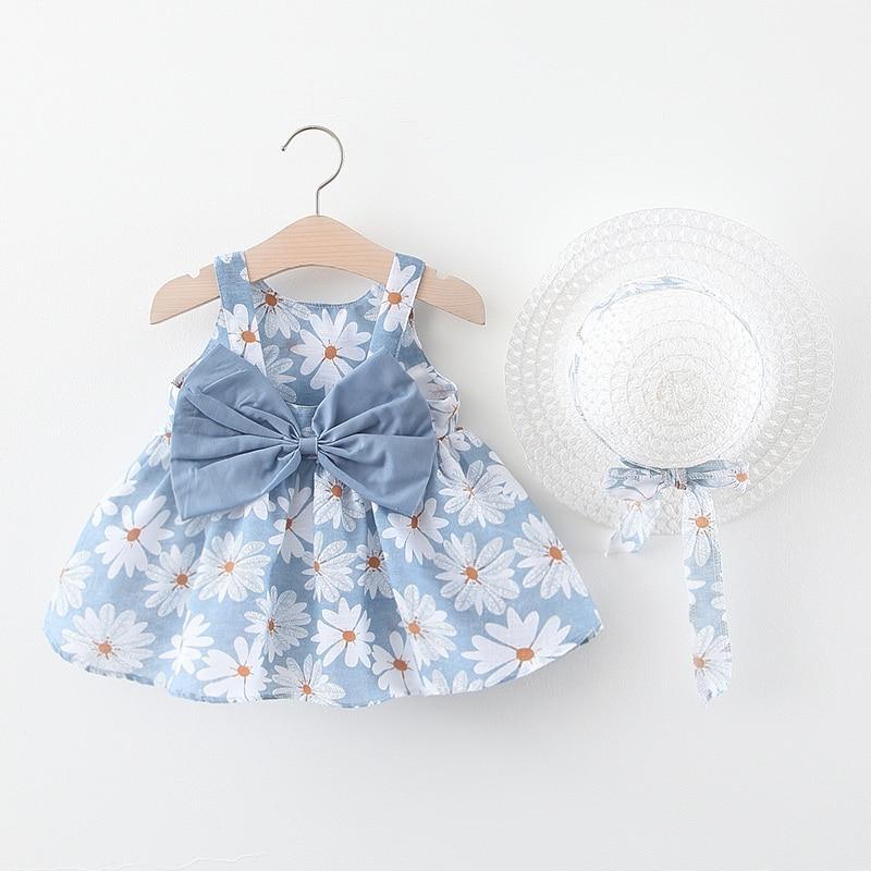 Modern Girl Summer New Baby Dress + Hat Baby Girl Outfits Dress for Princess Birthday Party Dress