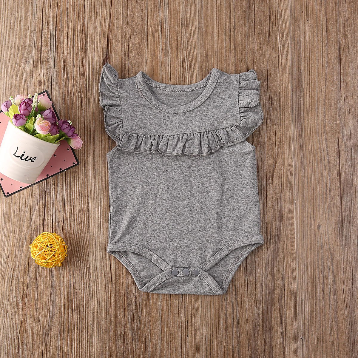 Newborn Baby Girl Clothes Ruffled Sleeveless Bodysuit Solid Playsuit Jumpsuit Outfits For Girls