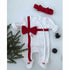 Newborn Girl Boy Autumn Santa Claus Long Sleeve Dot Bandage  Romper Jumpsuit Hat For Christmas Made For Girls and Boys