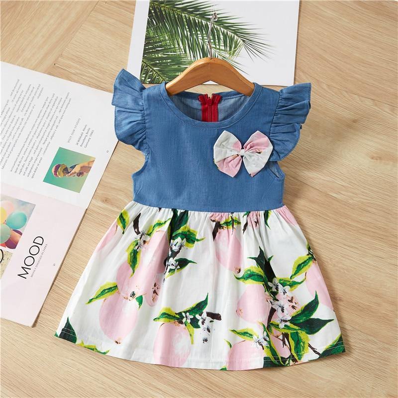 Baby Summer New Children Female Cotton A-Line Dress Kids Clothes Floral Princess Tutu Dresses For Girls