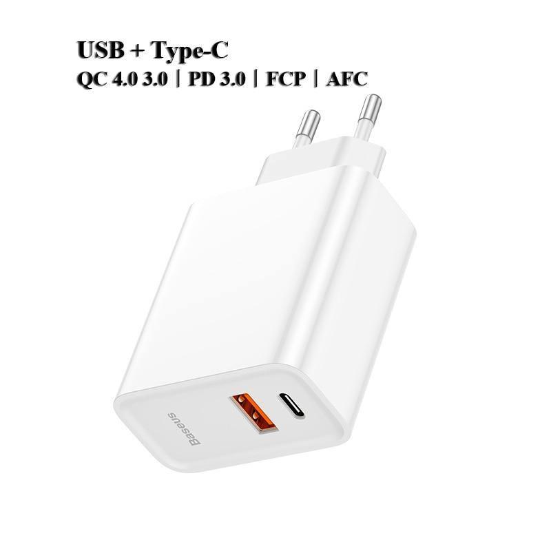 Dual Fast Charger 30W Support Quick Charge 4.0 3.0 Phone Portable USB C PD Charger