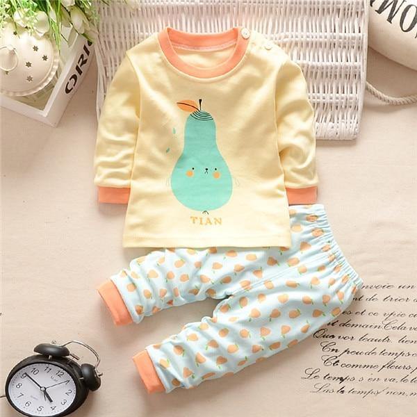 Modern Luxury Baby Boy Clothes Cotton Clothing Sets Cartoon Long-sleeved T-shirt Pants Infant Clothes 2pcs Ste For Boys and Girls Kids