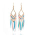 Handmade Modern Elegant Golden Silver Color Ethnic Acrylic Luxury Rainbow Beads Feather Drop Earrings for Women Boho Jewlery