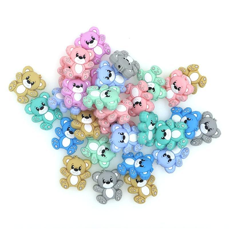 Mini Bear Silicone Beads Baby Dummy Cartoon Pacifier Toy Accessories For Kids And Babies