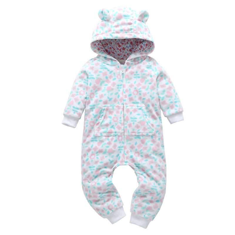 Modern High Quality Newborn Infant Baby Clothes Fleece Jumpsuit Boys Romper Hooded Jumpsuit Bear For Kids