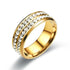 Luxury Modern Stainless Steel Ring With 5 Rows Gold Color Diamonds Crystal Ring Made for Wedding Rings for Women Men In Elegant Jelwery  Design