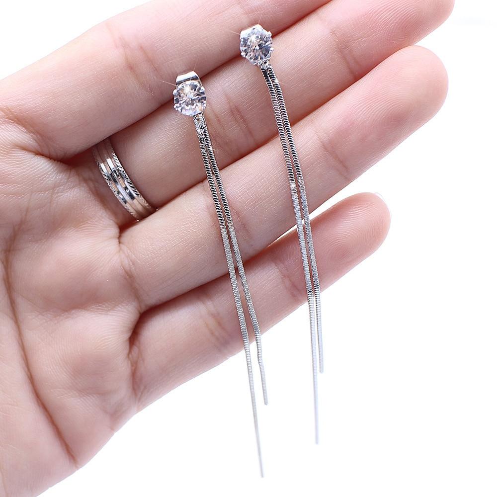 New Luxury Long Crystal Tassel In Gold Color Dangle Earrings For Women