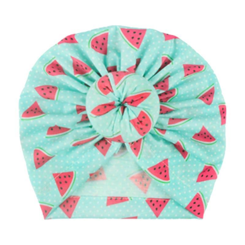 Luxury Modern Donut Baby Beanie Turban Hat Baby Cap Cotton Fruit Print Floral Toddler Baby Girl Cap Design