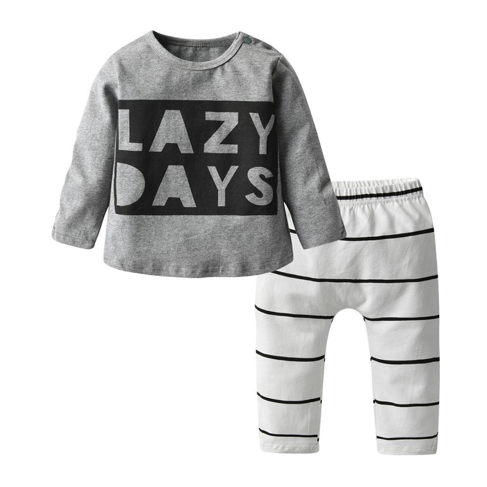 Newborn Baby Boy Clothes Set Long Sleeve Letter Like A Boss T-shirt , Pants Infant Clothing Set For Baby