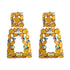 New Long Metal Hollowed-out Hanging Colorful Crystals Dangle Drop Earrings Fine Jewelry Accessories For Women