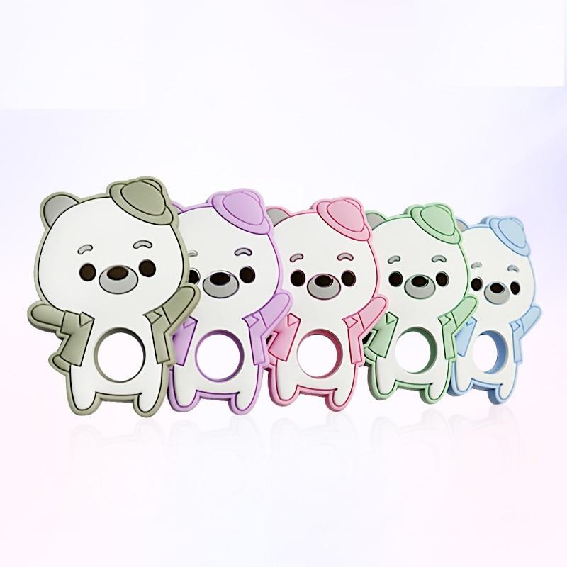 Silicone Bear Baby Teethers Silicone Beads Baby Pacifier Clips Teething Toys Clip Nipple Clasps For Baby Boys And Girls