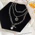 Modern Metal Ball Coin Cross Pendant Multi-layer Design Long Chain Necklace For Women In elegant Modern Design