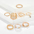 Bohemian Geometric Rings Sets Clear Crystal Stone Gold Chain Opening Rings for Women Jewelry Accessories