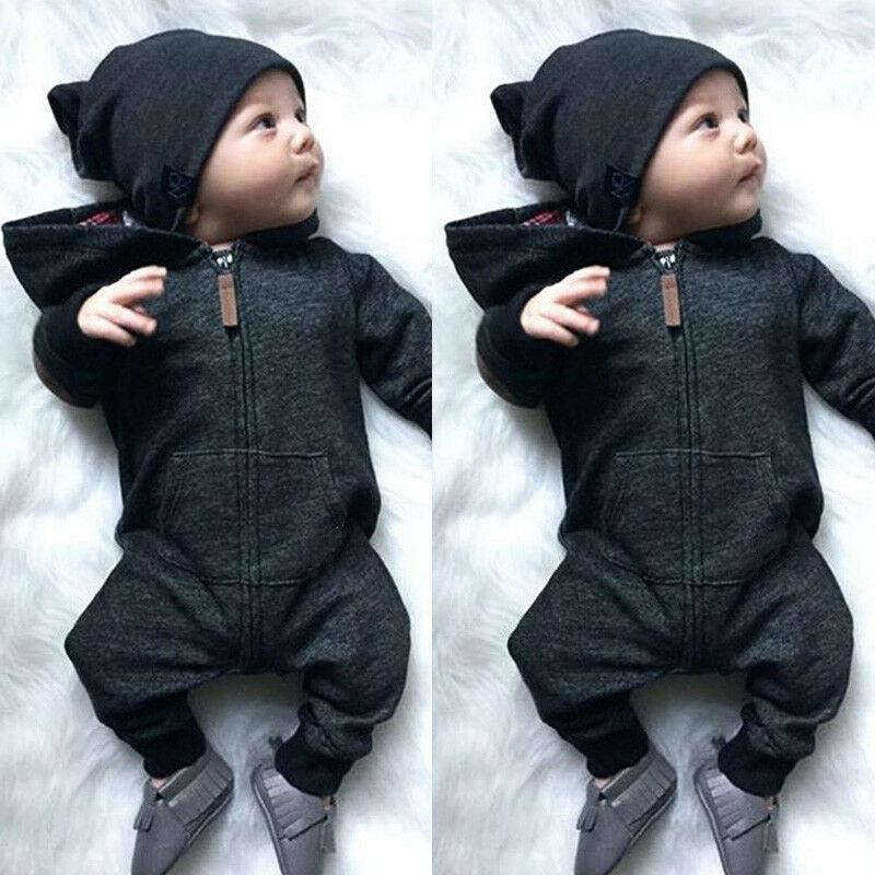 Newborn Baby unisex Warm Infant Zipper Cotton Long Sleeve Romper Jumpsuit Hooded Clothes 0-24M For Boys In Modern Style