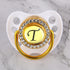 Luxury Glam Crystal White Bling Pacifier 26 Initial Letters Available Handmade Rhinestones Baby Pacifier For Baby