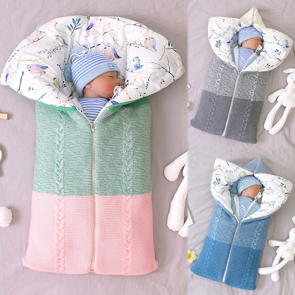 Newborn Infant Baby Knit sleep bag Stroller envelope Blanket Winter Warm Swaddle Wrap Sleeping Bags