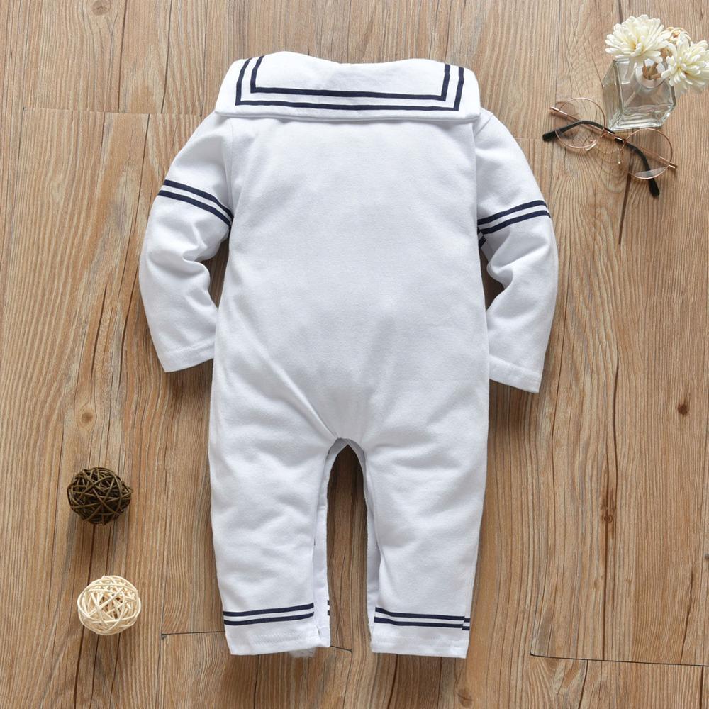 Newborn Baby Boy/Girl  White Navy Sailor Uniforms Long Sleeve Jumpsuit Romper For Baby Kids