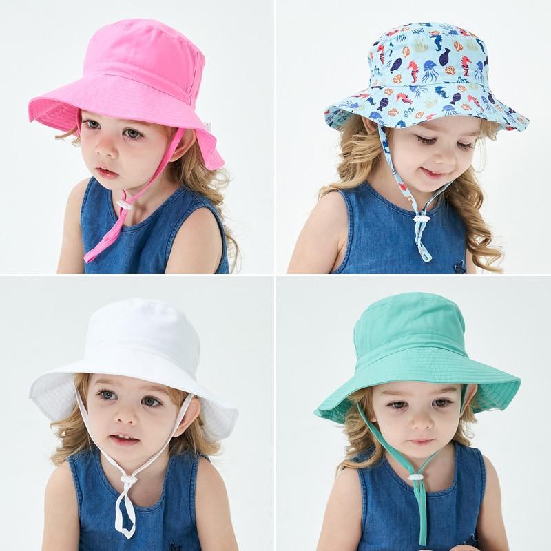 Modern Baby Hat for Girls & Boys Kids Bucket Hat Travel Beach Hat Baby Cap Sun Hats with Windproof Rope