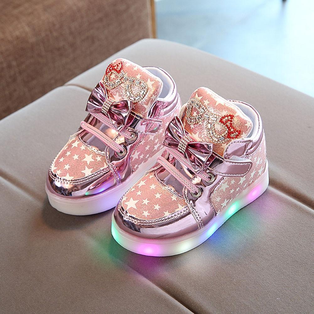 Modern Trend NEW Fashion Style Baby Fashion Sneakers For Children Girls  Star Luminous Child Casual Colorful Light LED Shoes Sneakers